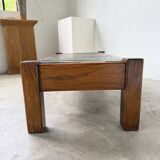 Table basse en chêne et ardoise 1950