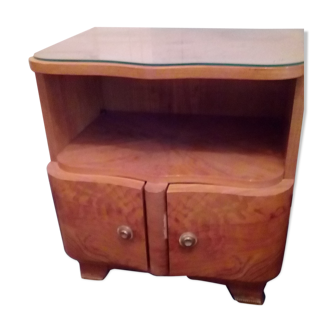 Clear elm magnifying glass nightstand