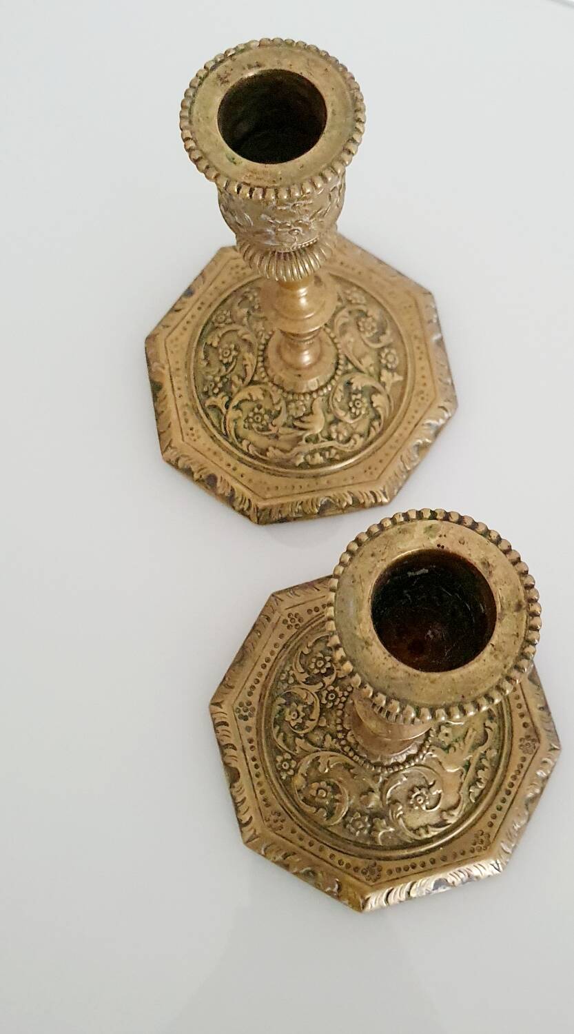 Pair of gilt bronze candlesticks signed Alfred Daubrée, Napoleon III