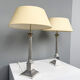 Pair of table lamps, Corinthian columns, silver-plated, England, 1970s