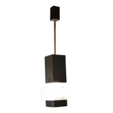 Lustre design cubique métal et verre vintage de chez Maison Arlus 1960