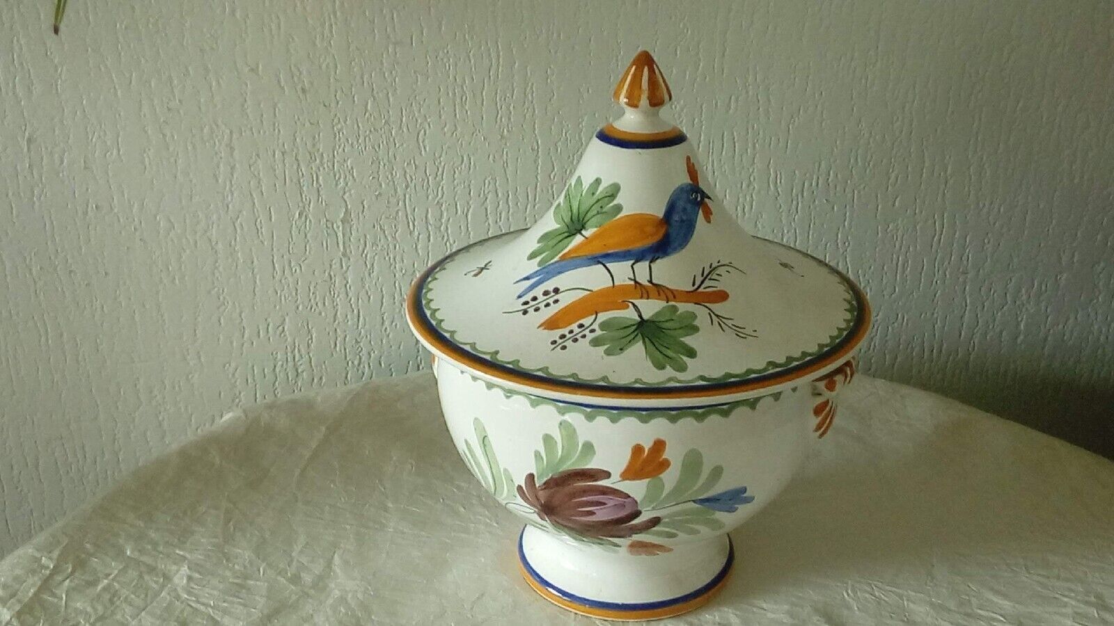 Earthenware tureen floral bird decoration nevers la rochelle?