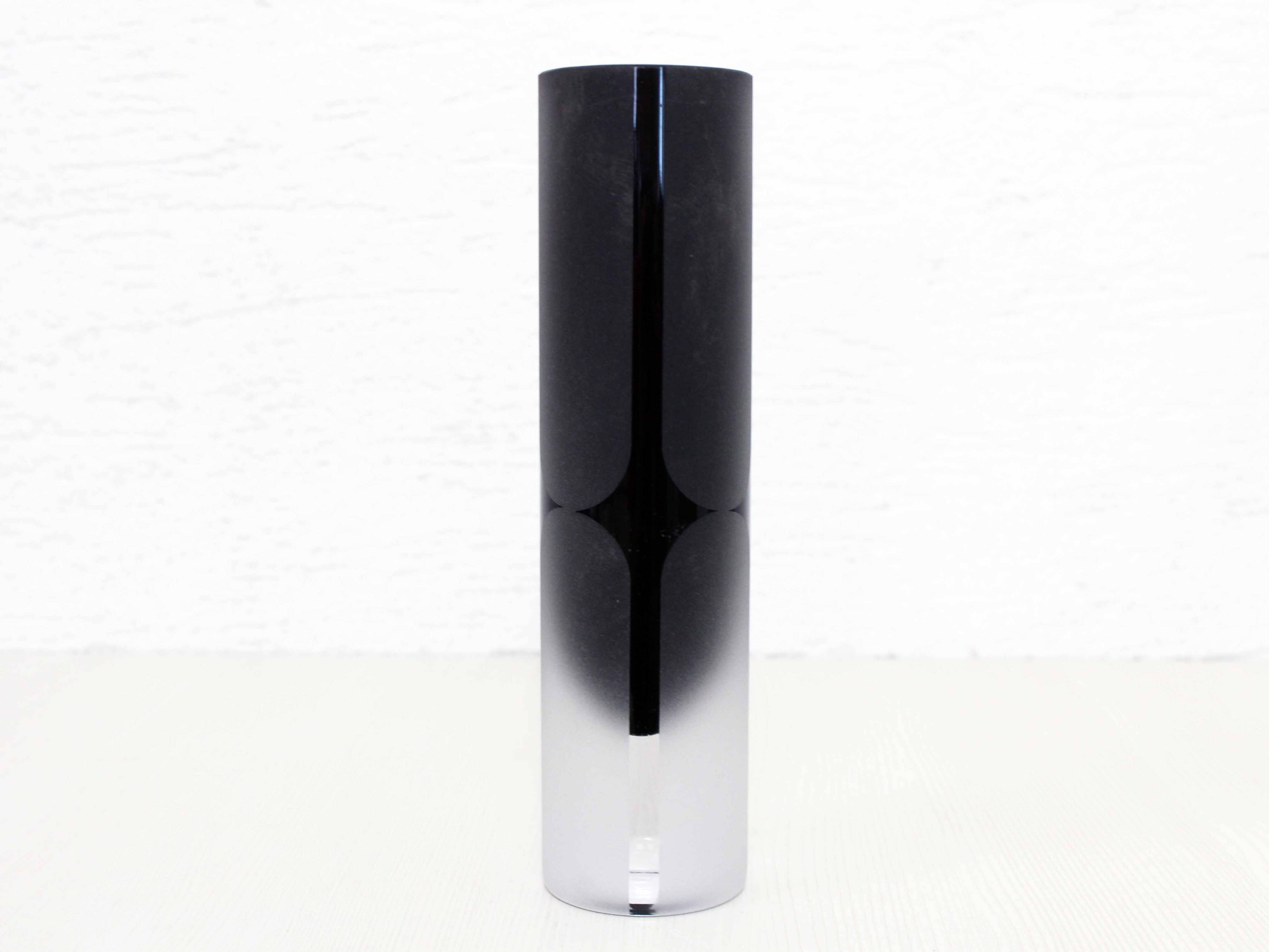 Frosted black Murano glass vase