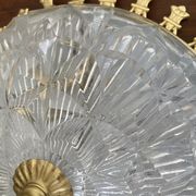 Plafonnier vintage verre taillé et métal doré