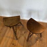 Pair of vintage wooden slag stools