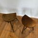 Pair of vintage wooden slag stools
