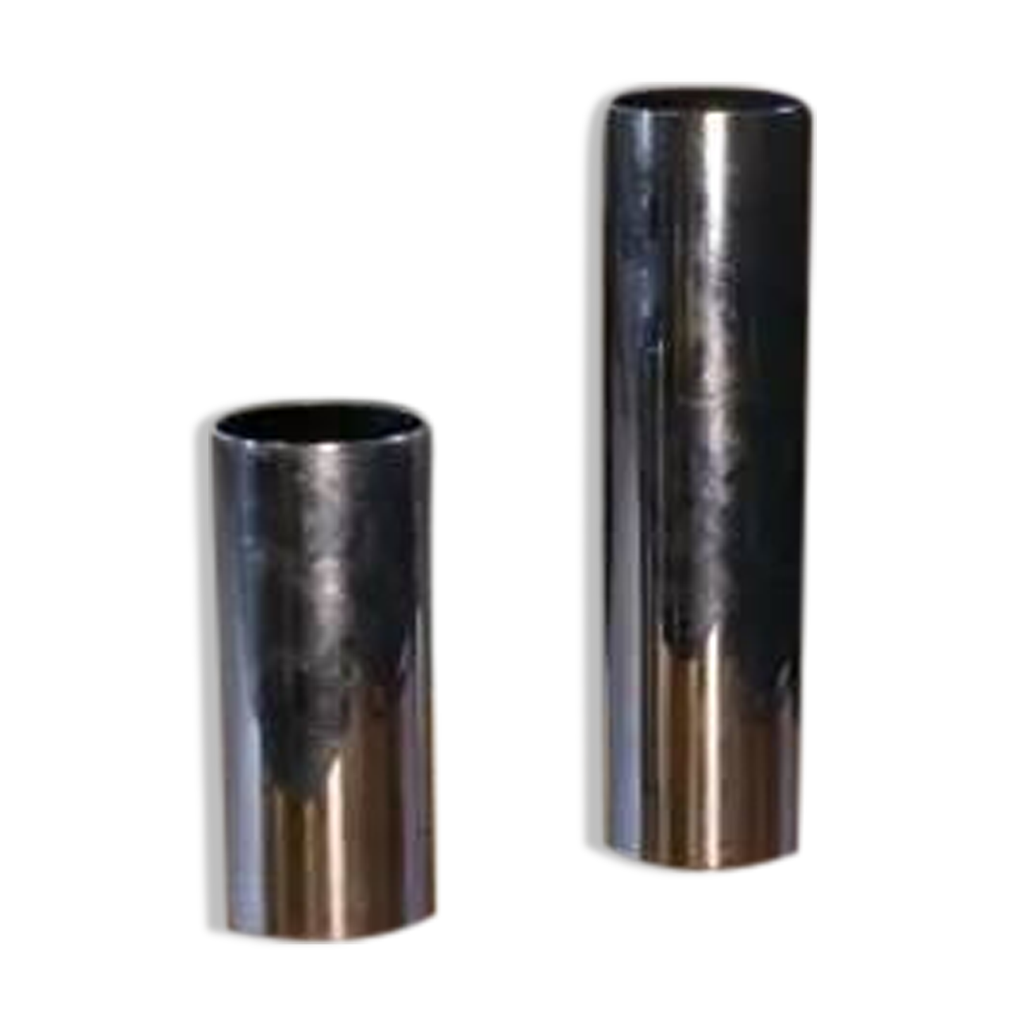 Pair of chrome-plated metal vases, 1960s