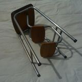 Retractable kitchen stepladder, wood and formica, vintage 60s