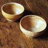 Lot of 2 vintage marbled stoneware bowls