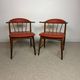 Pair of Scandinavian armchairs in teak and red faux leather – 1960s