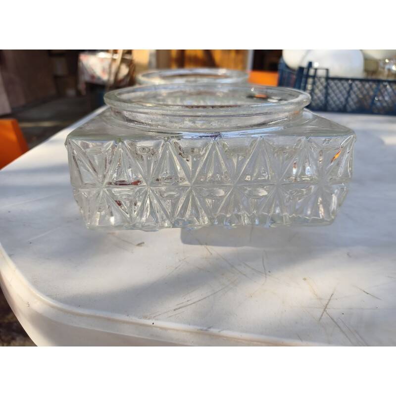 Pair of transparent glass ceiling lights from the 1960s.