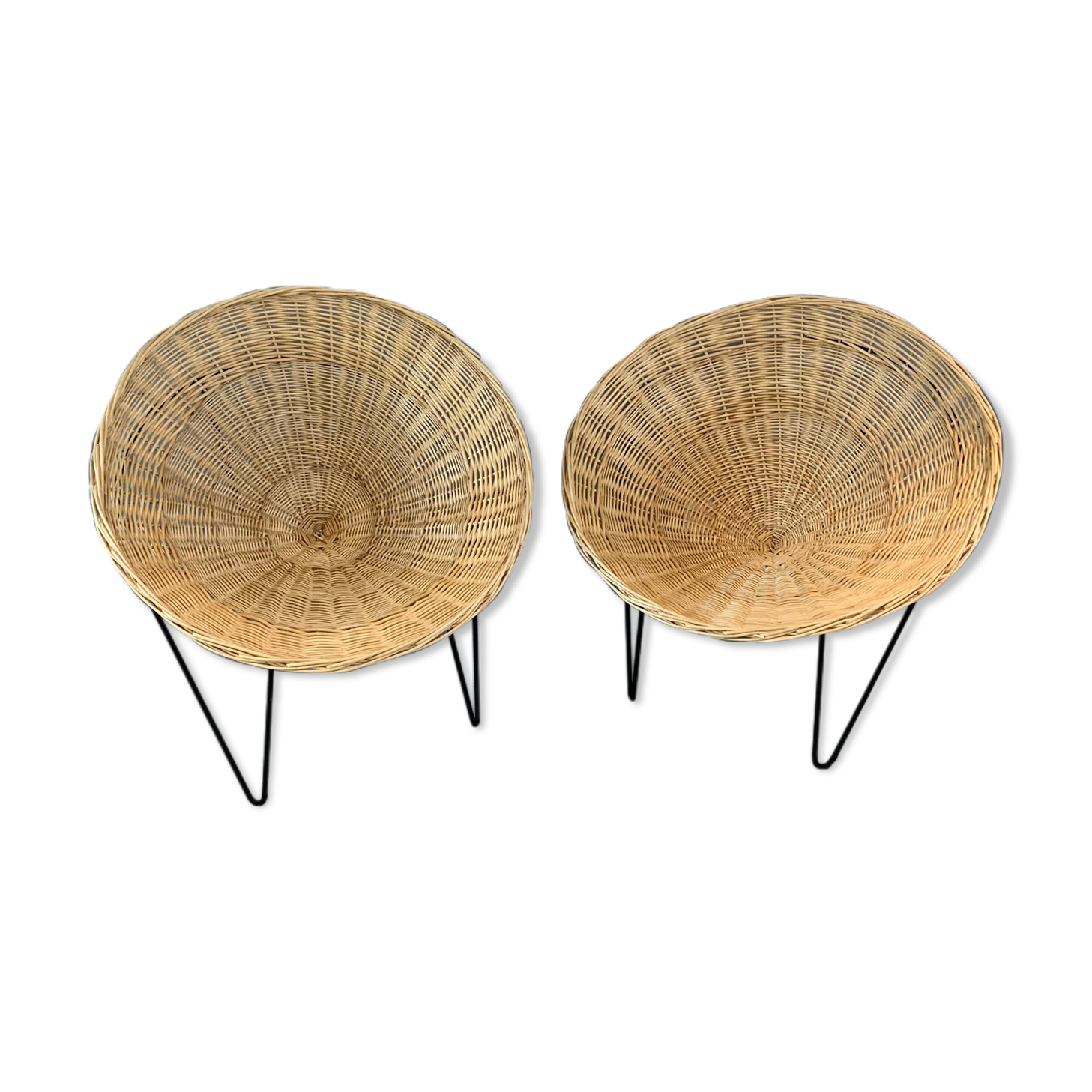 Pair of vintage rattan armchairs