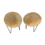 Pair of vintage rattan armchairs