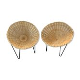 Pair of vintage rattan armchairs