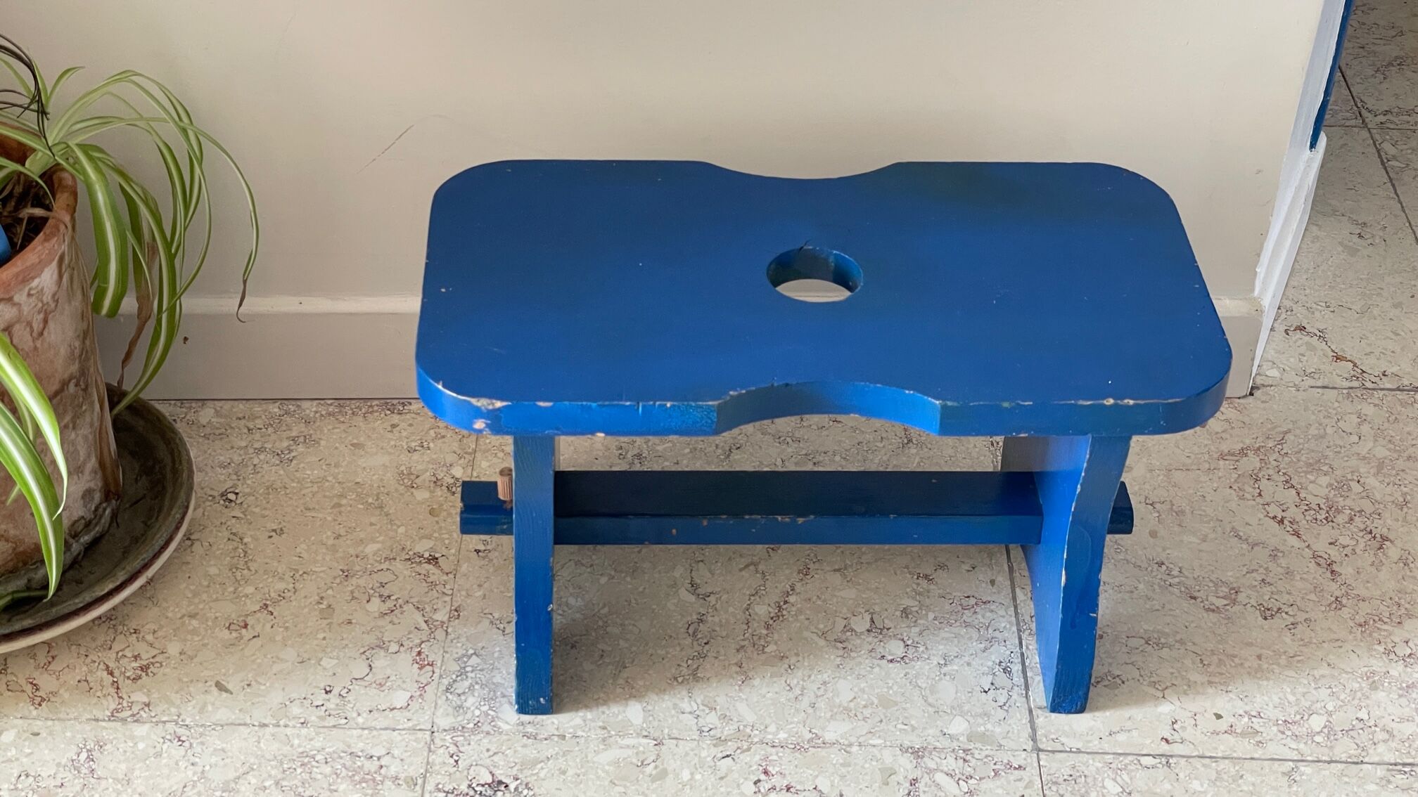 Vintage stool blue electric