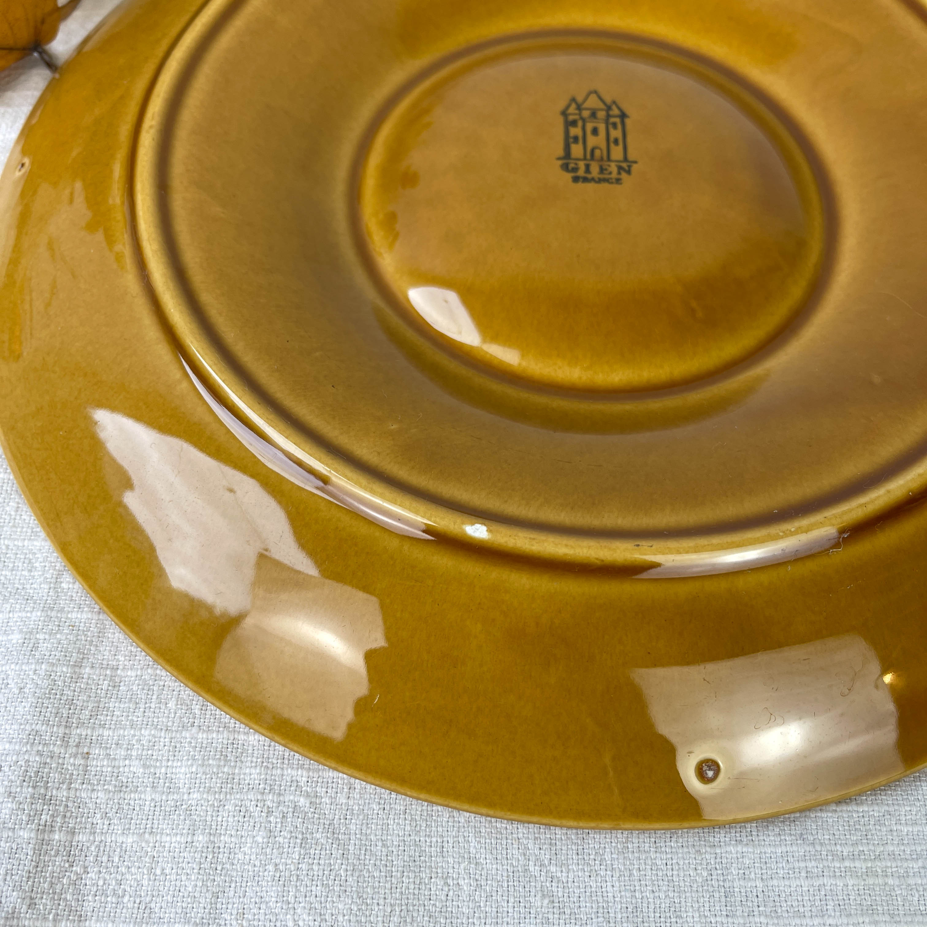 Assiette à artichaut en faïence vintage Gien Made in France 1970
