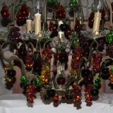 Chandelier glass Murano multicolored Fruits glass Murano Living room Dining room Apples Pears Grape