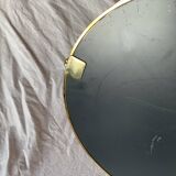 Vintage round tray in gold metal and mirror