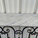 Console, cache radiateur en fer forgé et marbre, meuble d'appui