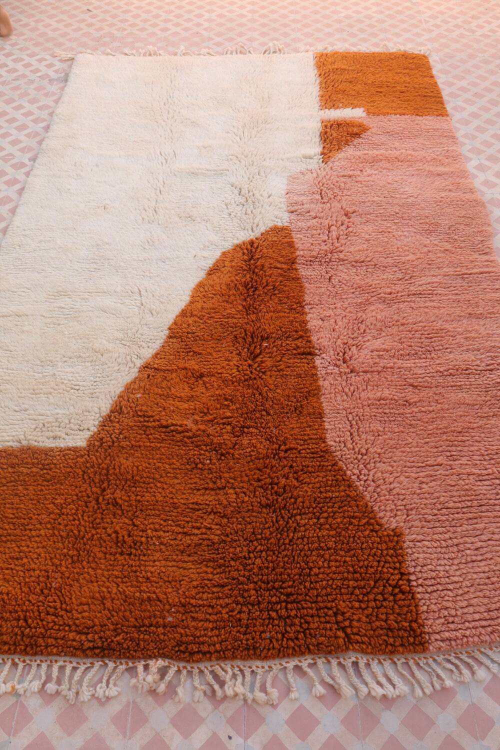 Azilal Berber rug in terracotta and modern peach