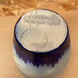 Ancien vase soliflore betschdorf schmitter grès bleu décor fleurs vintage #b647