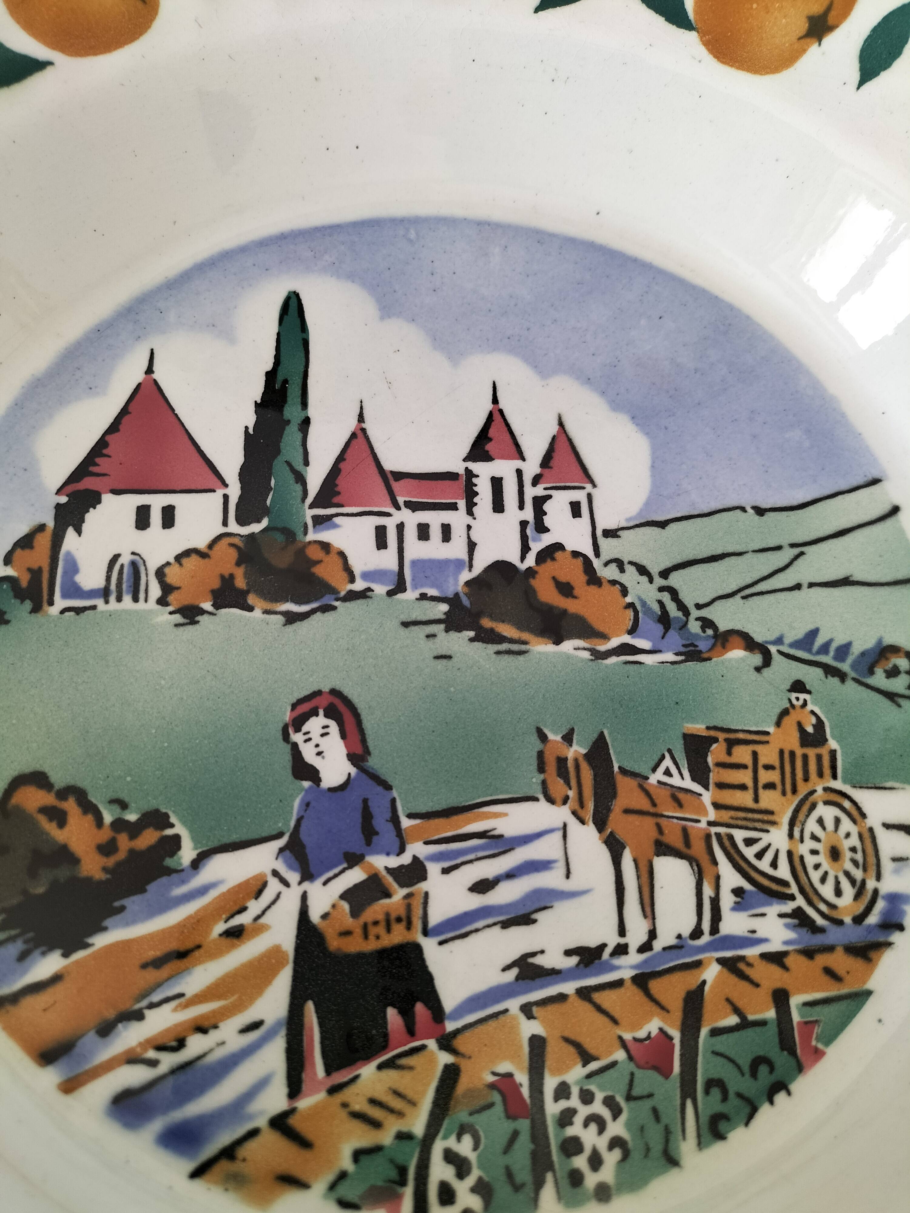 Pair of Saint Amandinoise deep dishes from the 50s