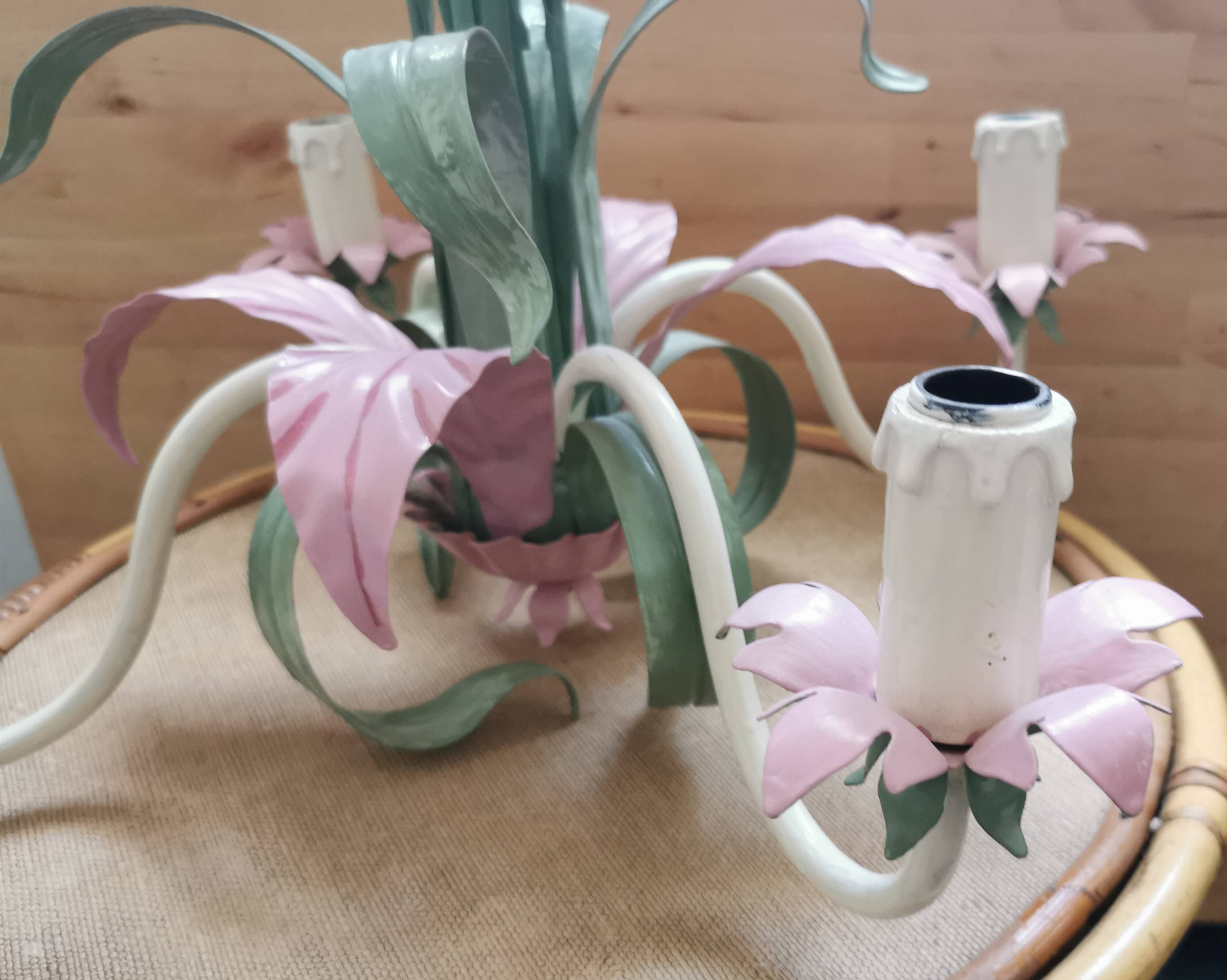 Lustre iron and painted sheet flowers camellias