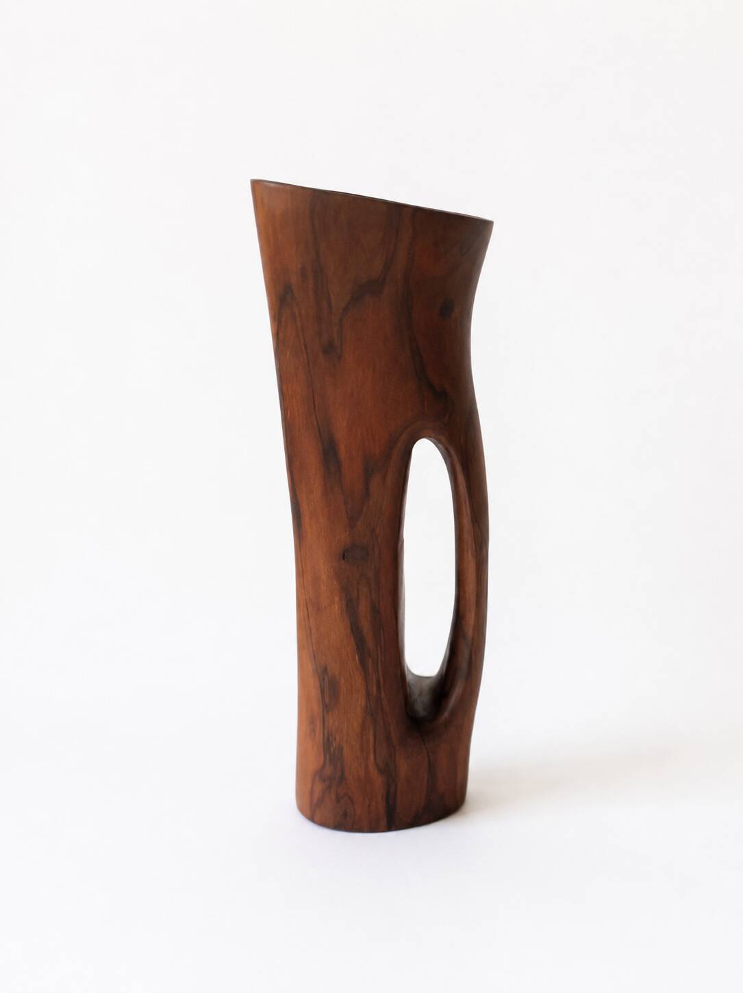 Sculptural modernist pitcher / vase made from solid monoxyle wood, Alexandr style.
