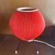 Tripod lamp, pleated red rhodoid, 1950s, 60s design
