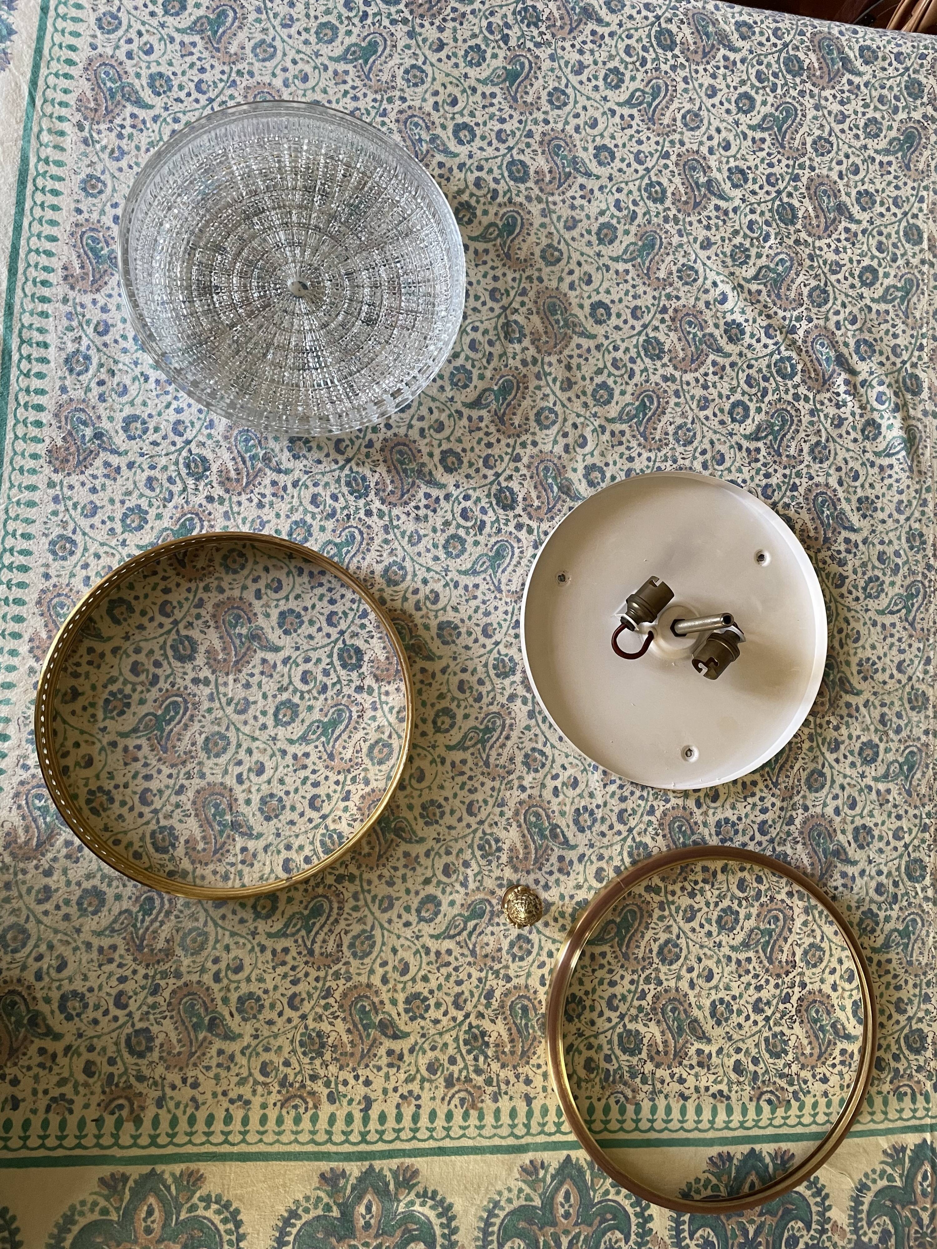 Plafonnier verre et doré