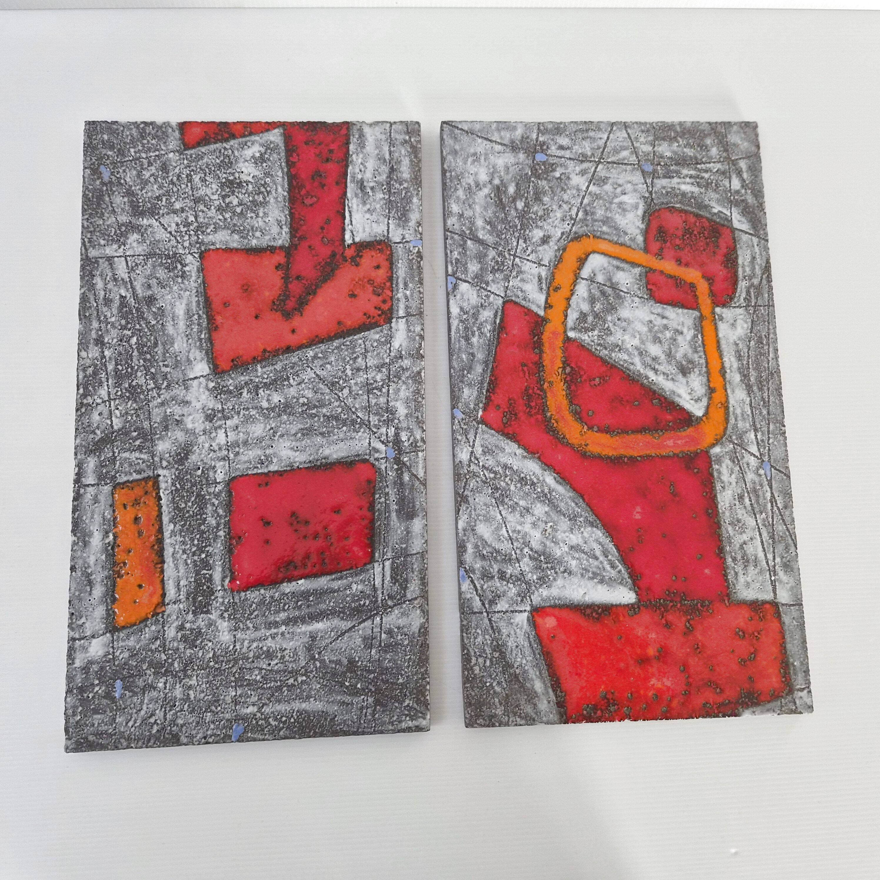 SET OF 2 VINTAGE PANELS FORMING A MURAL 1960 CLOUTIER BROTHERS ROBERT & JEAN 60S