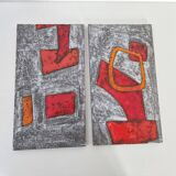 SET OF 2 VINTAGE PANELS FORMING A MURAL 1960 CLOUTIER BROTHERS ROBERT & JEAN 60S