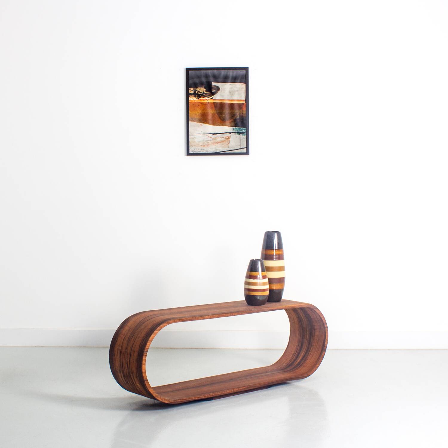 Curved Walnut TV Stand