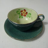 3 old lunches and saucers in faience of Longchamp