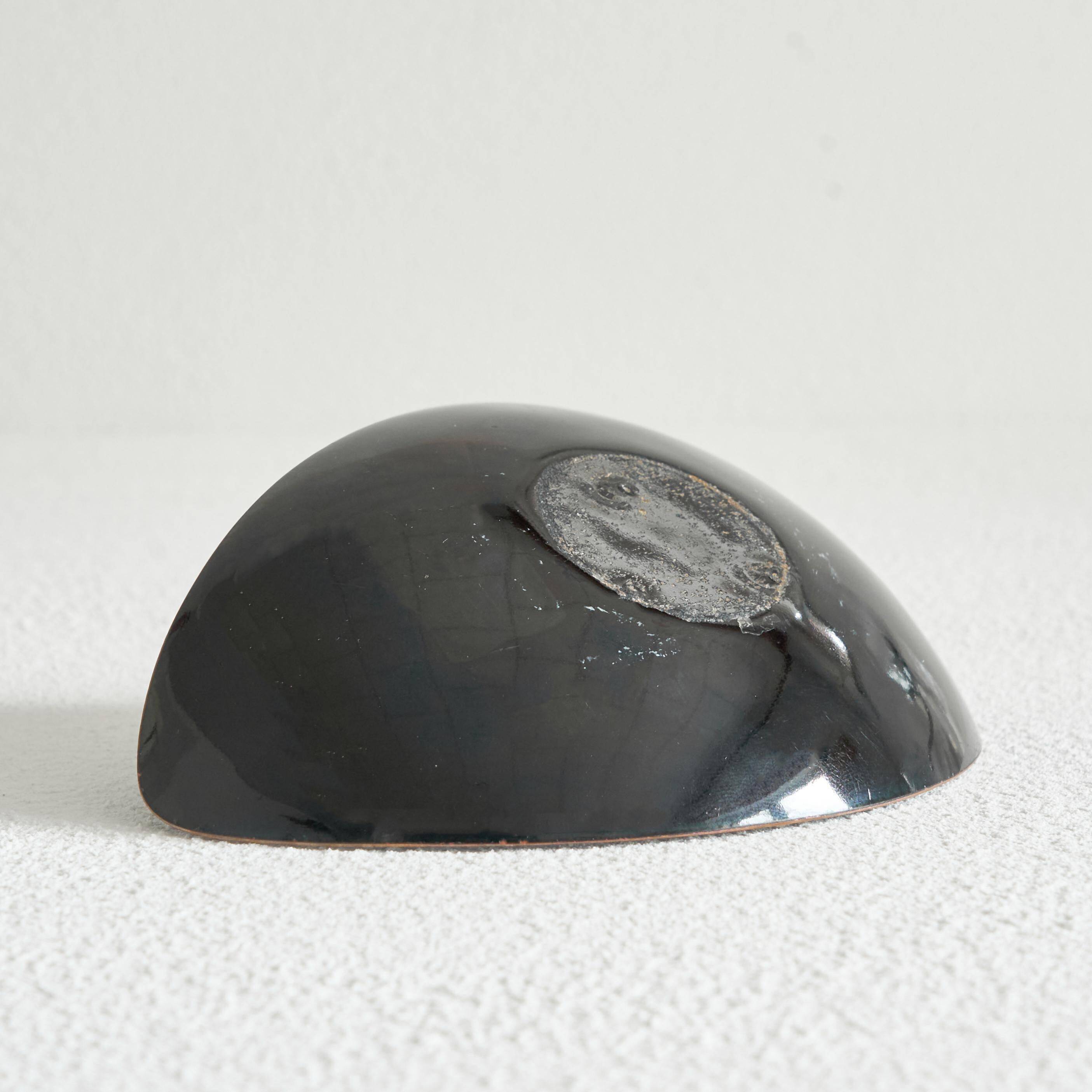 Enamelled copper bowl in gondola shape from the 1960s.