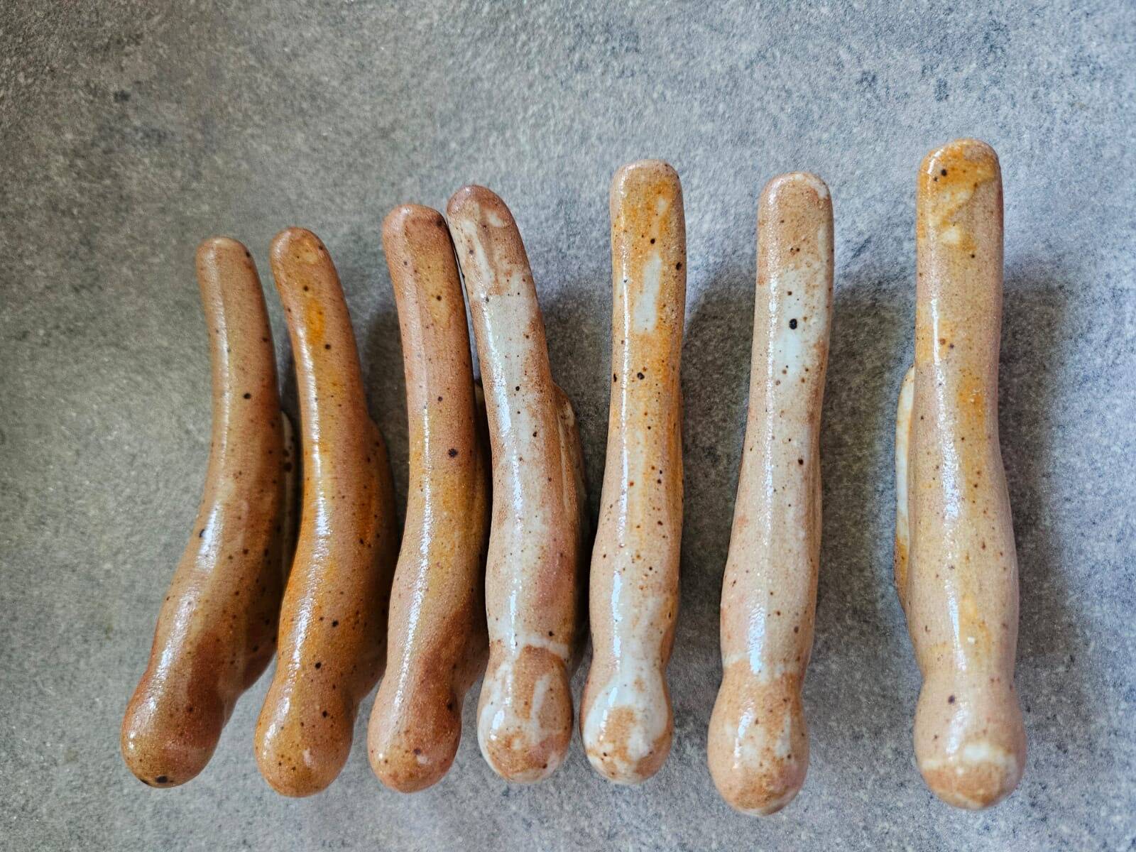 Set of 7 stoneware knife rests - birds