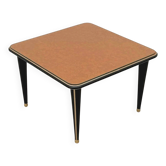Coffee table in faux leather and glass, 1960.