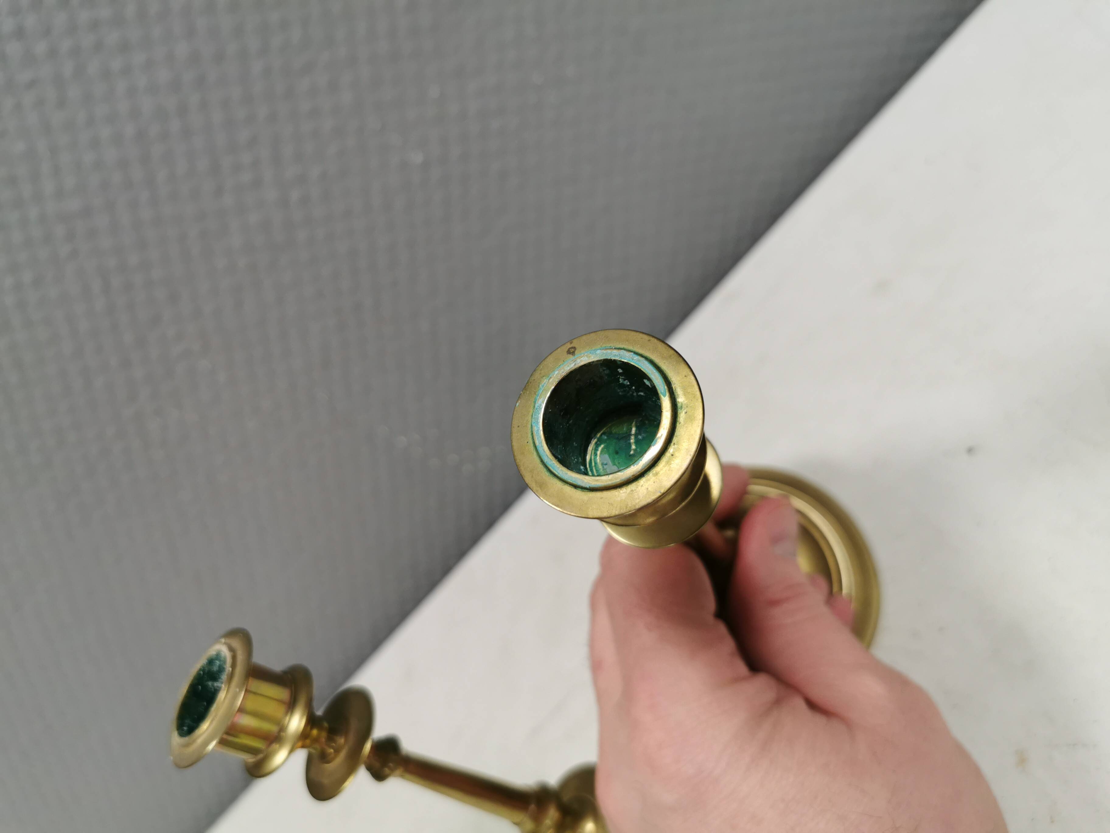 A set of slim vintage brass candlesticks, Denmark 1960-70s.