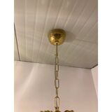 Murano Glass Chandelier, Amber, with Floral and Leaf Accents