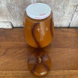 Antique Orange Marbled Glass Jar Pot + Vintage Kitchen Lid #B721