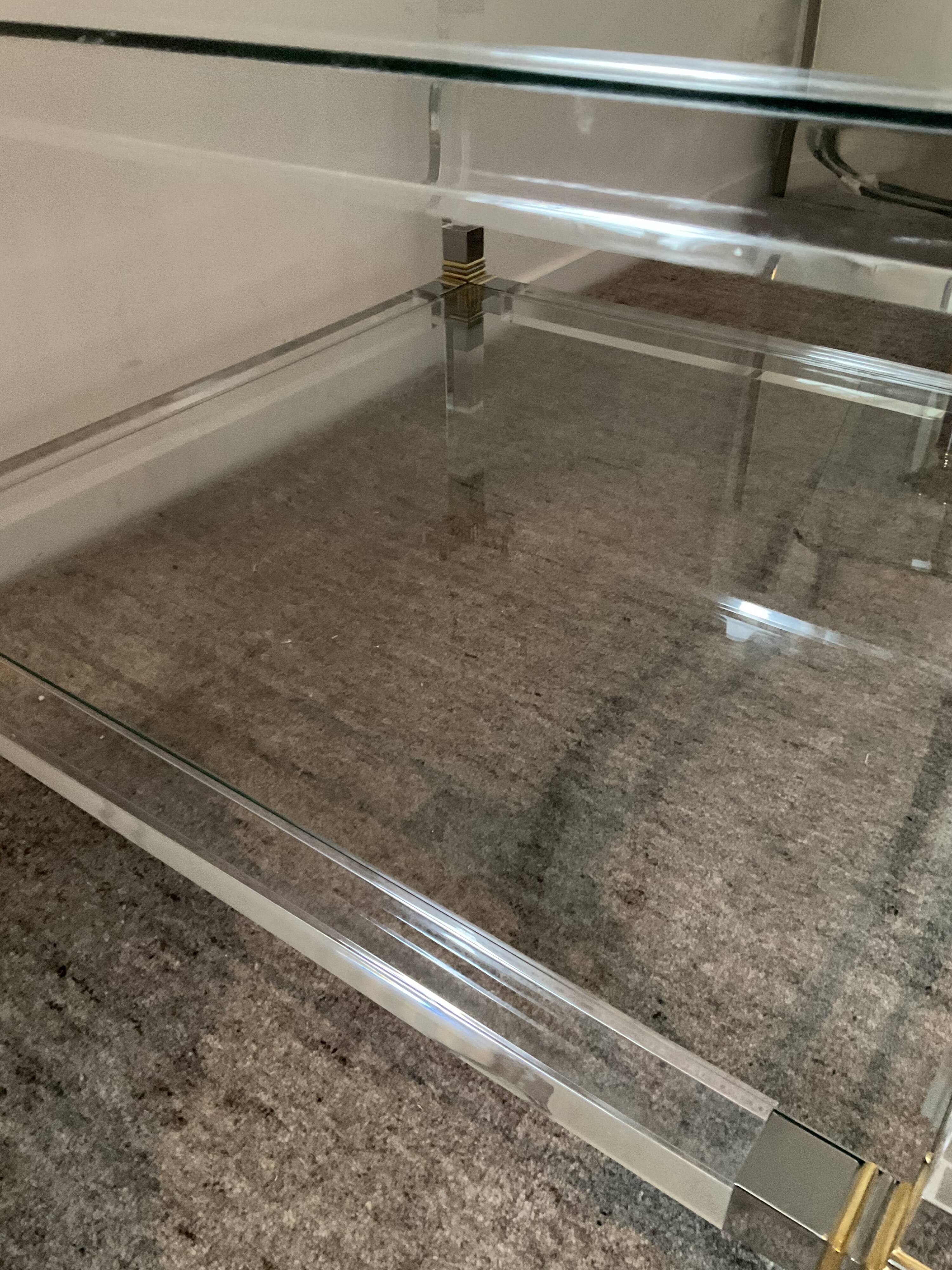 Pierre Vandel coffee table in lucite from the 70s