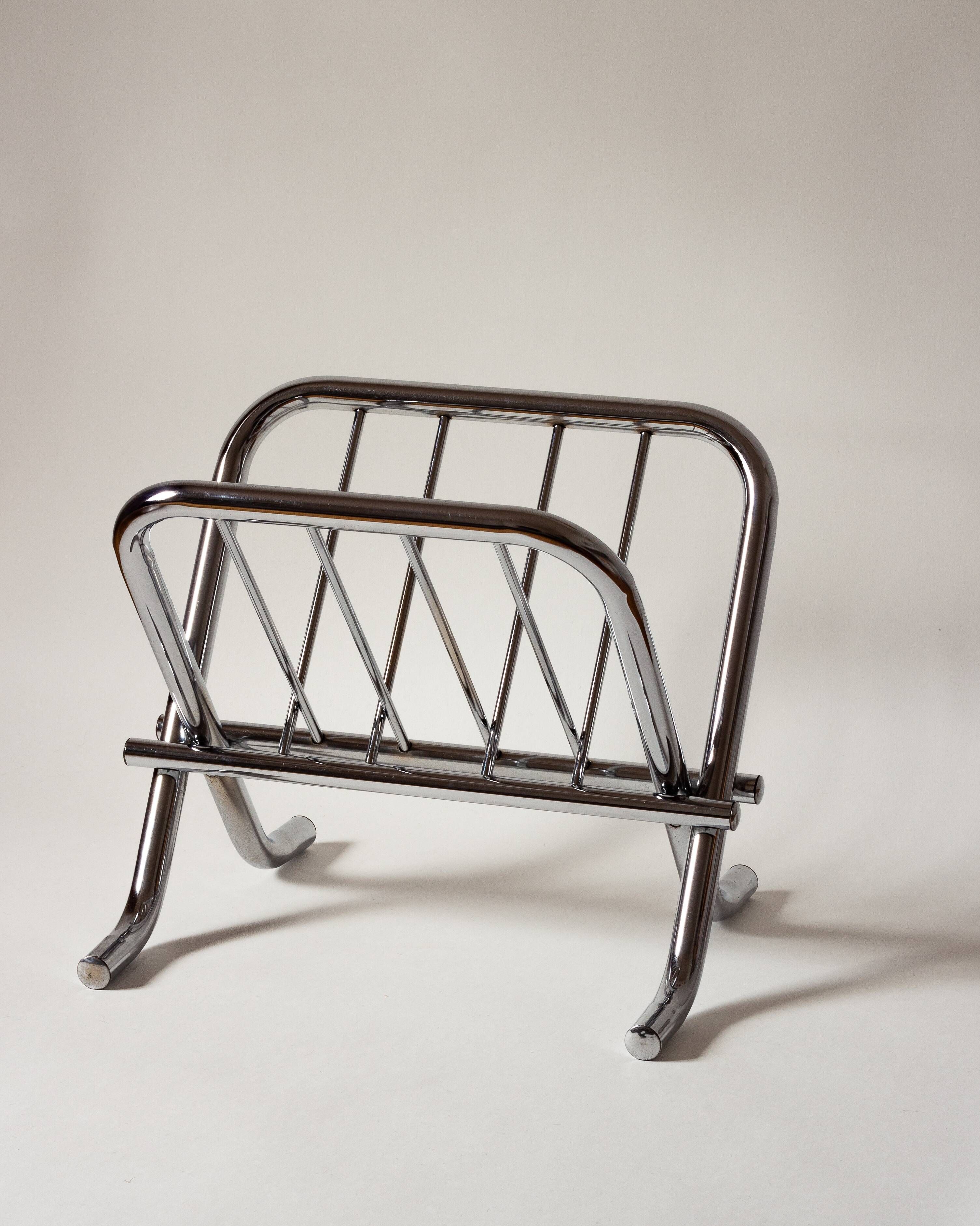 Chrome tubular steel magazine holder, Le Zack 1980