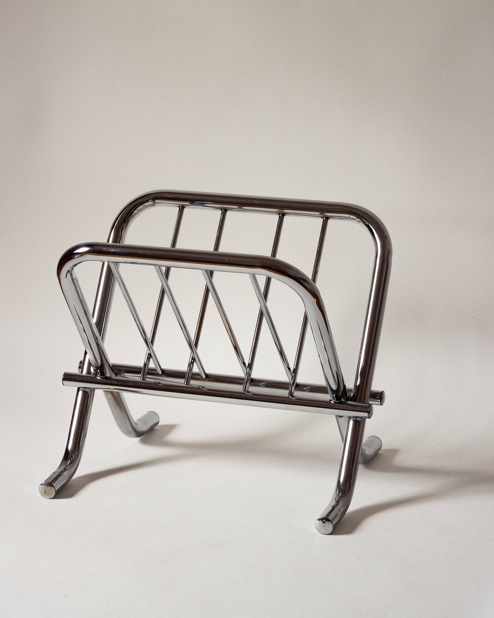 Chrome tubular steel magazine holder, Le Zack 1980