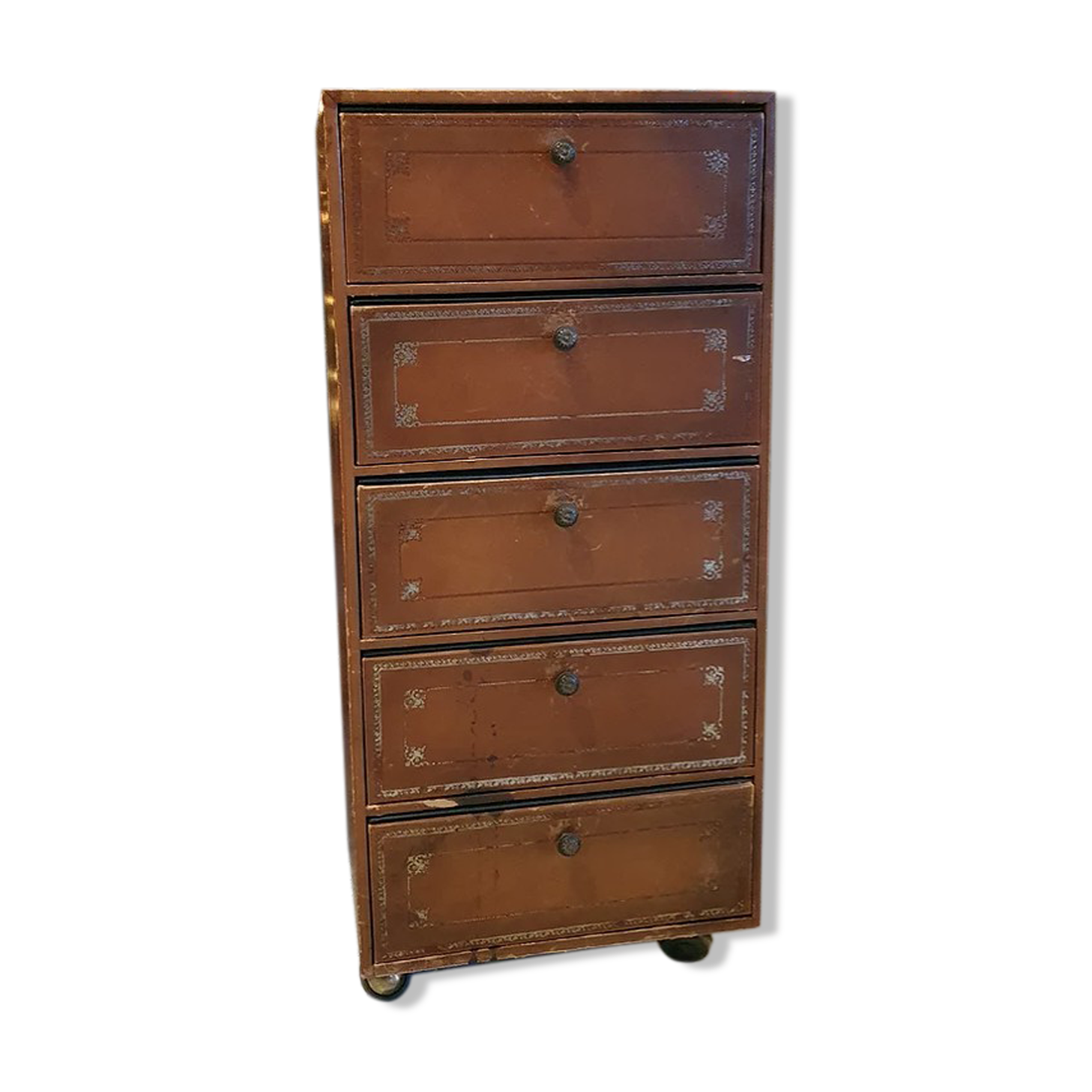 Five-drawer leather carder