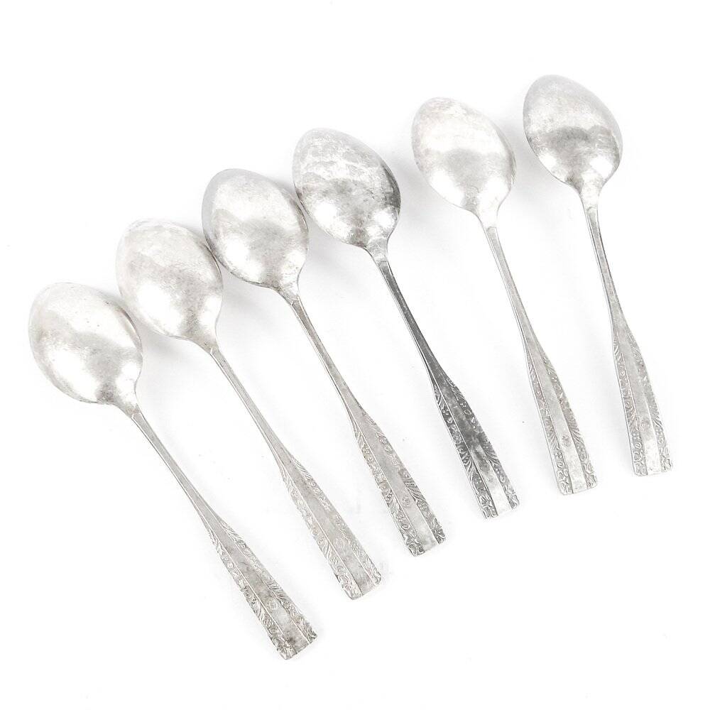 Art Deco brass spoons, 1950s, set of 6
