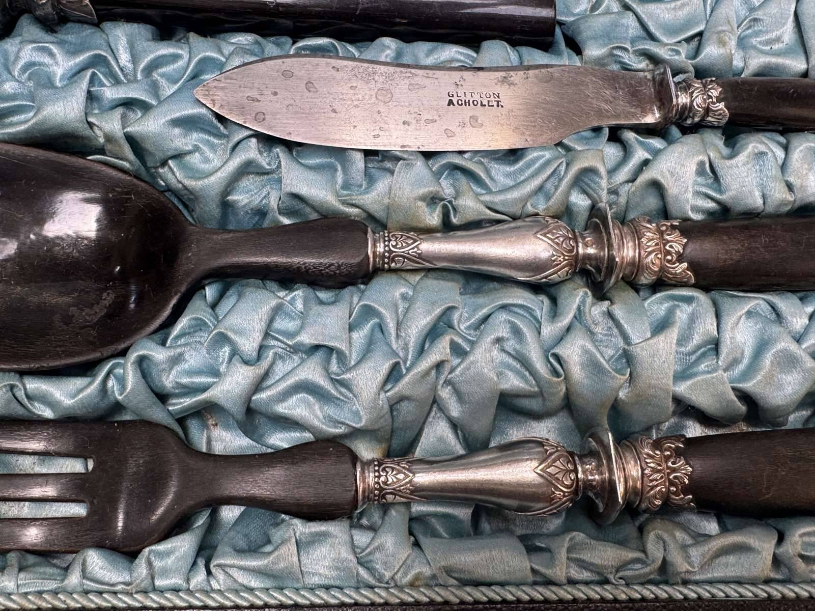 7-piece carving and serving set from the early 20th century.