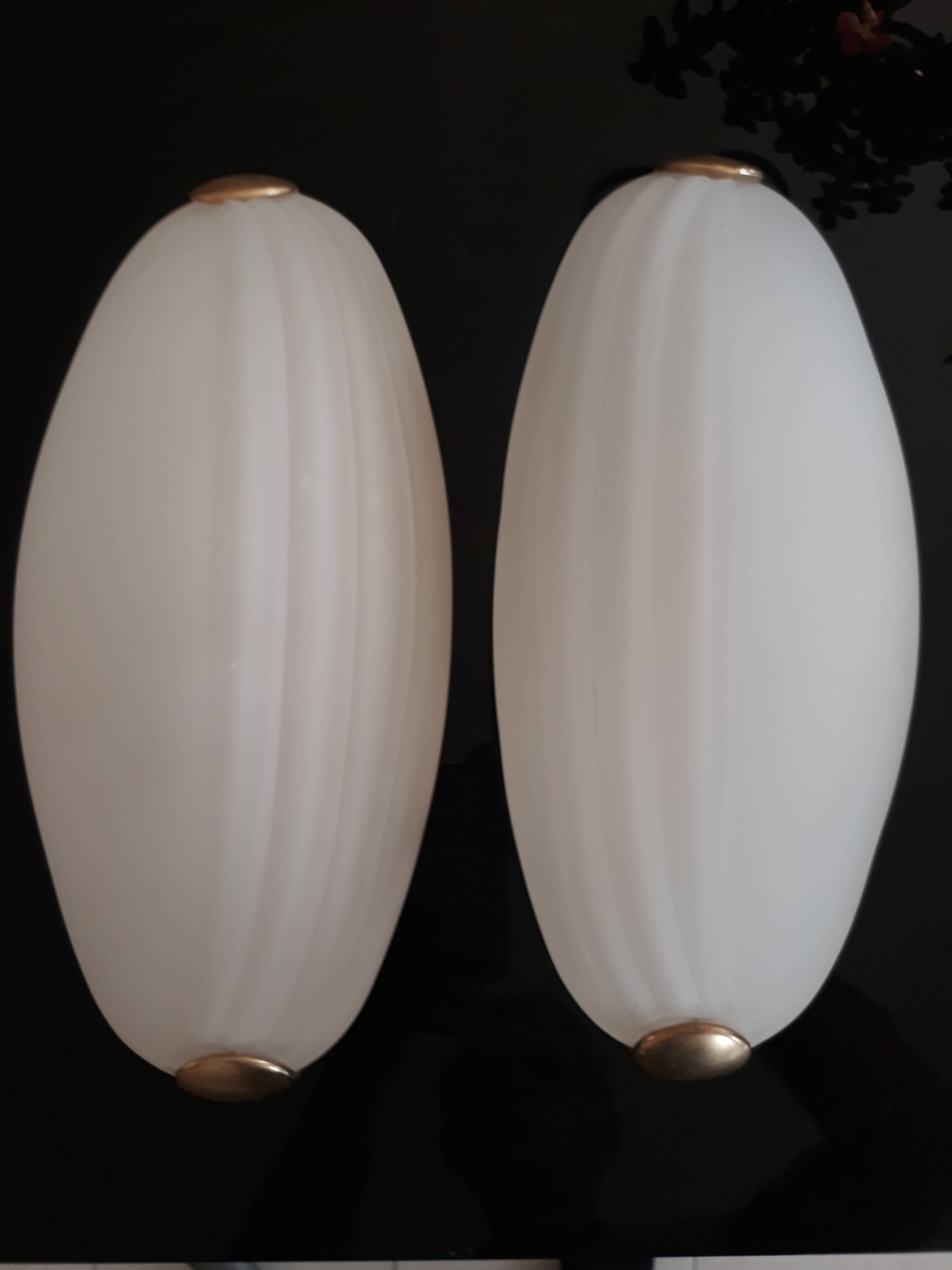 2 vintage Italian design glass wall lights, 80s