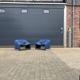 2x Artifort Groovy F598 (M-chair) blue, perfect state! Pierre Paulin