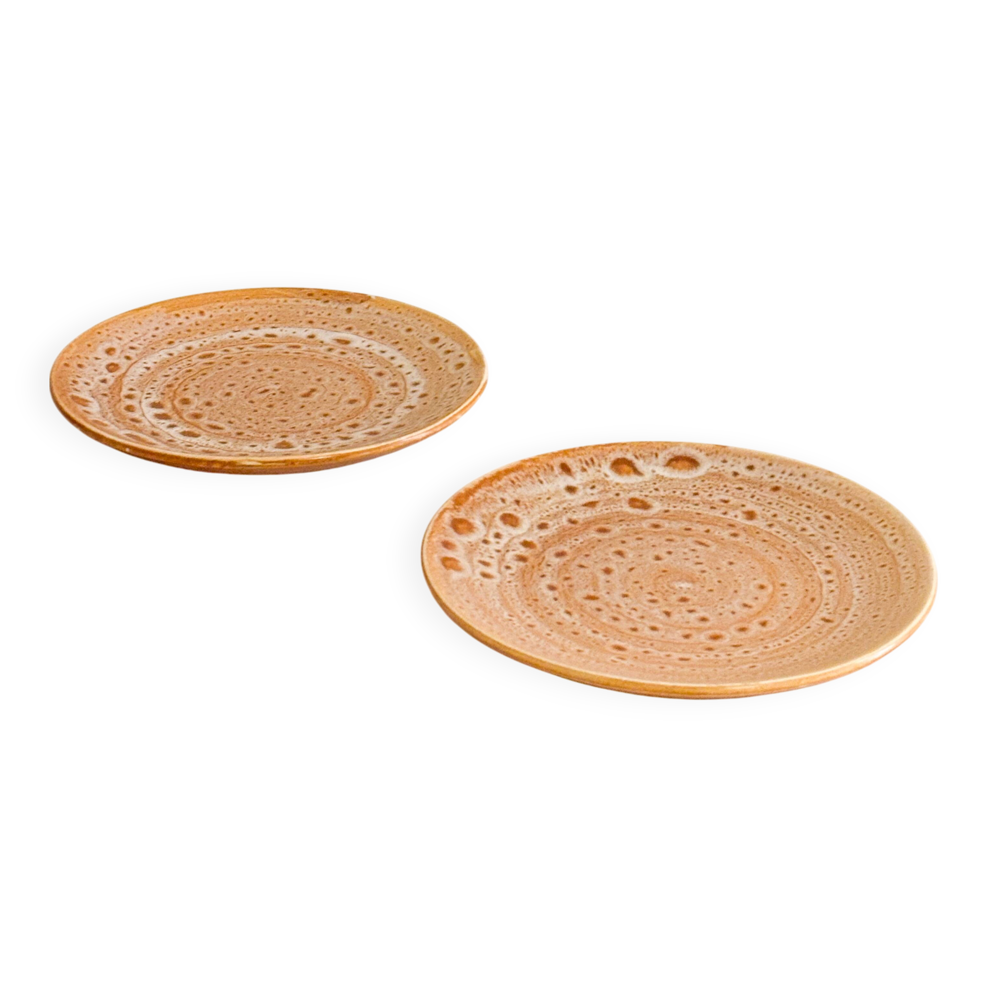 Pair of ceramic dessert plates, Niderviller, Fauve model, 1960