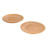 Pair of ceramic dessert plates, Niderviller, Fauve model, 1960